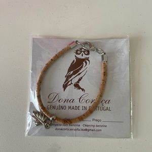 Cork Bracelet Made in Portugal with Silver Leaf Charm
